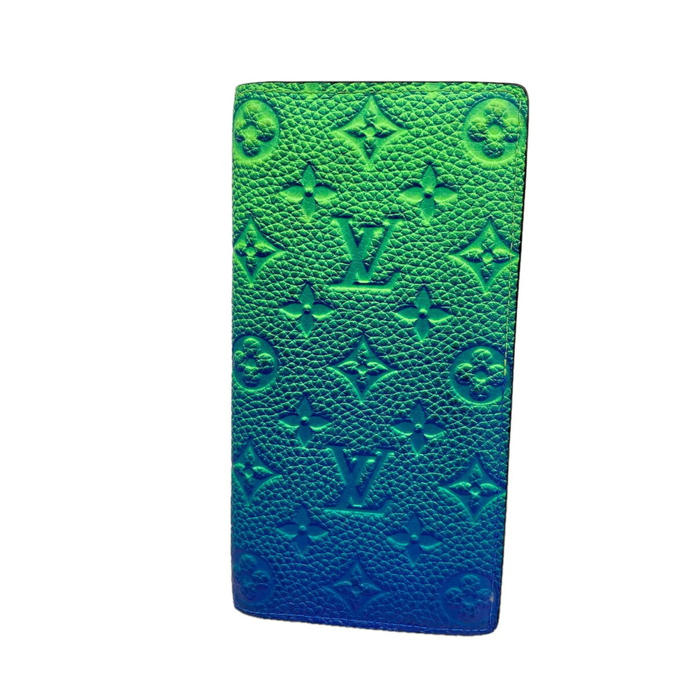 Louis Vuitton Long Wallet, Taurillon Illusion Portefeuille Brazza M81255 Blue...